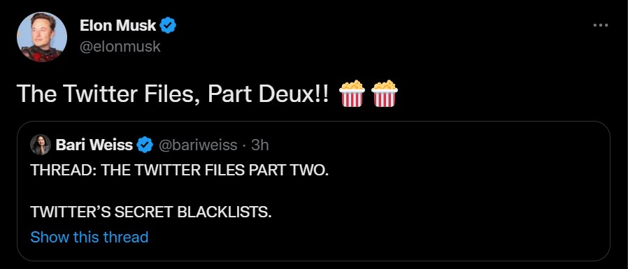 Elon Musk Announces the Release of Twitter Files Part 2